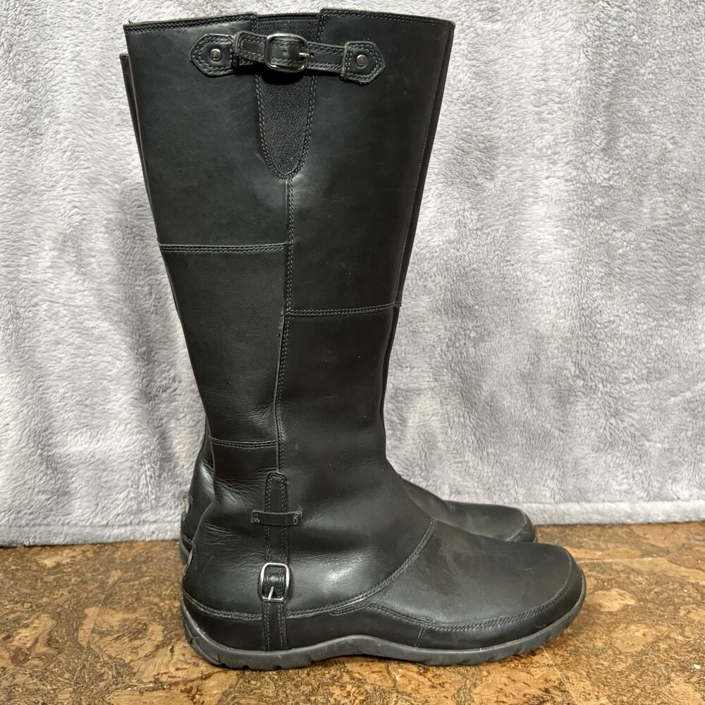 The North Face Tall Leather Boots Women's 9 Black Waterproof Riding Knee High